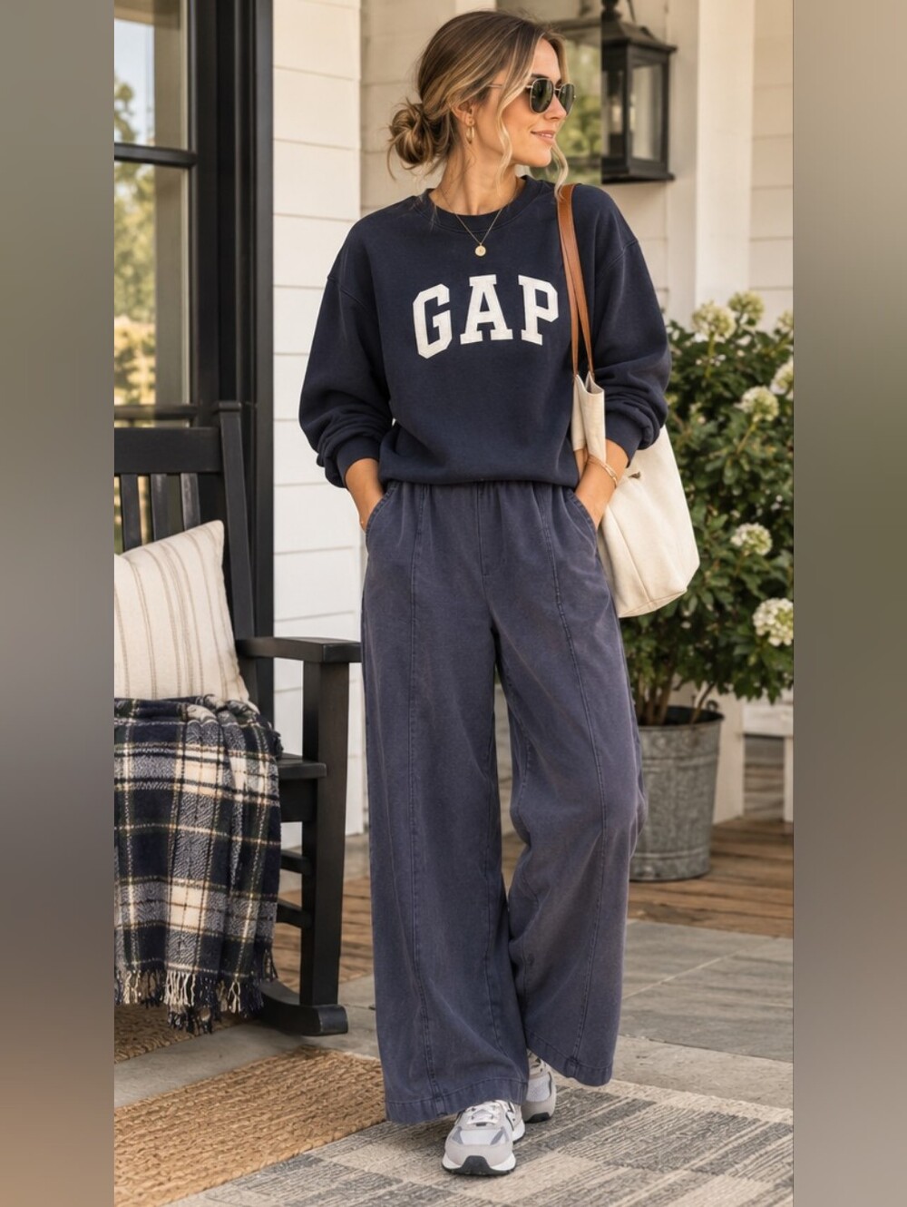 GAP Wide Leg Pants in Slate Blue